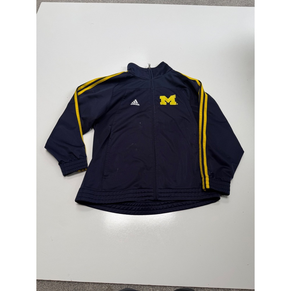 Adidas Kids Michigan Wolverines Track Jacket Navy Blue Full Zip Size Small 8